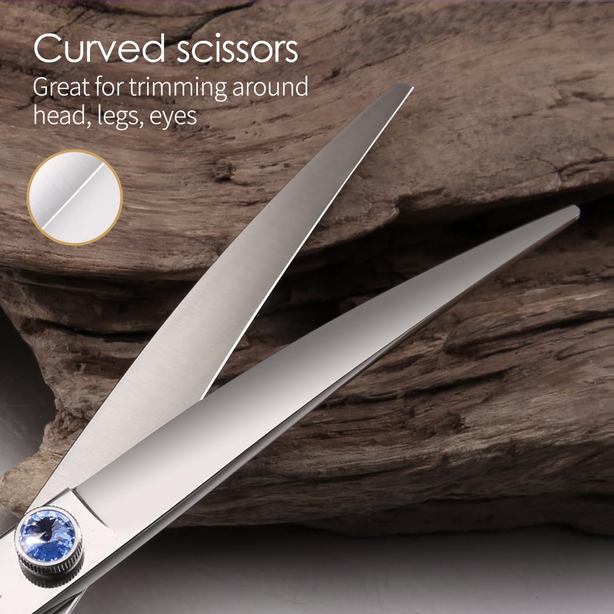 Left Handed Dog Grooming Scissors Kit 8 in Professional Curved Thinning Straight Shear 3pcs Set for Grooming Big Dogs Poodle Pet Japan 440C Stainless Steel(8.0'' Kit, 4Pcs)
