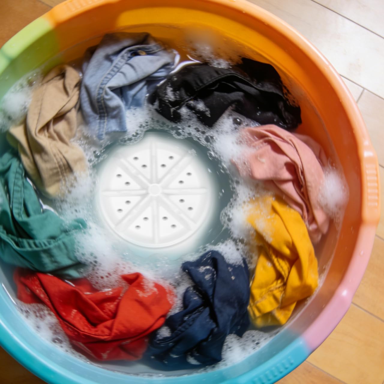 ULTECHNOVO Portable Turbine Washing Machine with Ultrasonic Cleaning, Mini Fully Automatic Washer for Underwear, Socks & Baby Clothes, USB Powered Travel Laundry Washer for RV, Apartment & Dorm