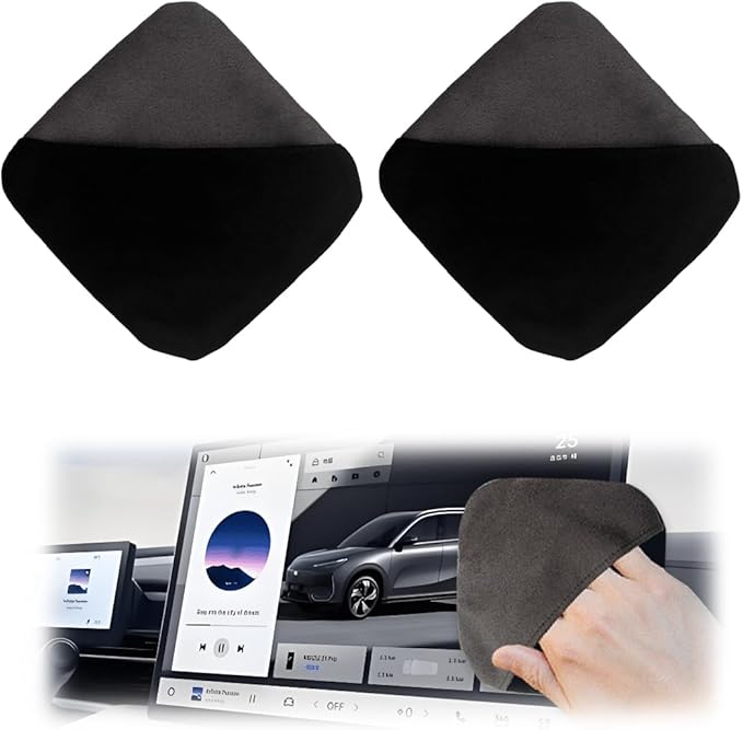 2PCS Car Screen Cleaner, 4.13"Ã4.13" Square Microfiber Cloth Auto Cleaning Wipes, Reusable Non-Scratch Touchscreen Cleaning Pad for Dashboard LCD Display Laptop, Car Accessories