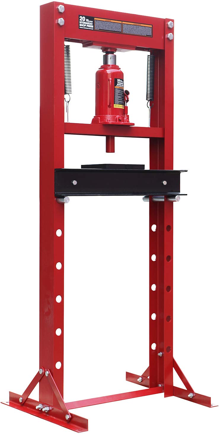 Big RED ATY20011R Torin Steel H-Frame Hydraulic Garage/Shop Floor Press with Stamping Plates, 20 Ton (40,000 lb) Capacity, Red