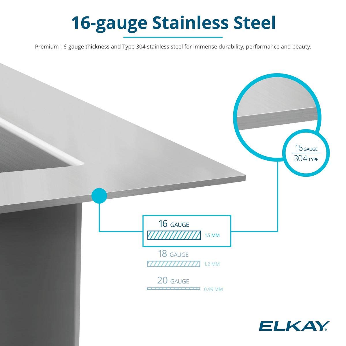 Elkay EFRU131610T Crosstown Single Bowl Undermount Stainless Steel Kitchen Sink, Polished Satin,16 x 19 x 10