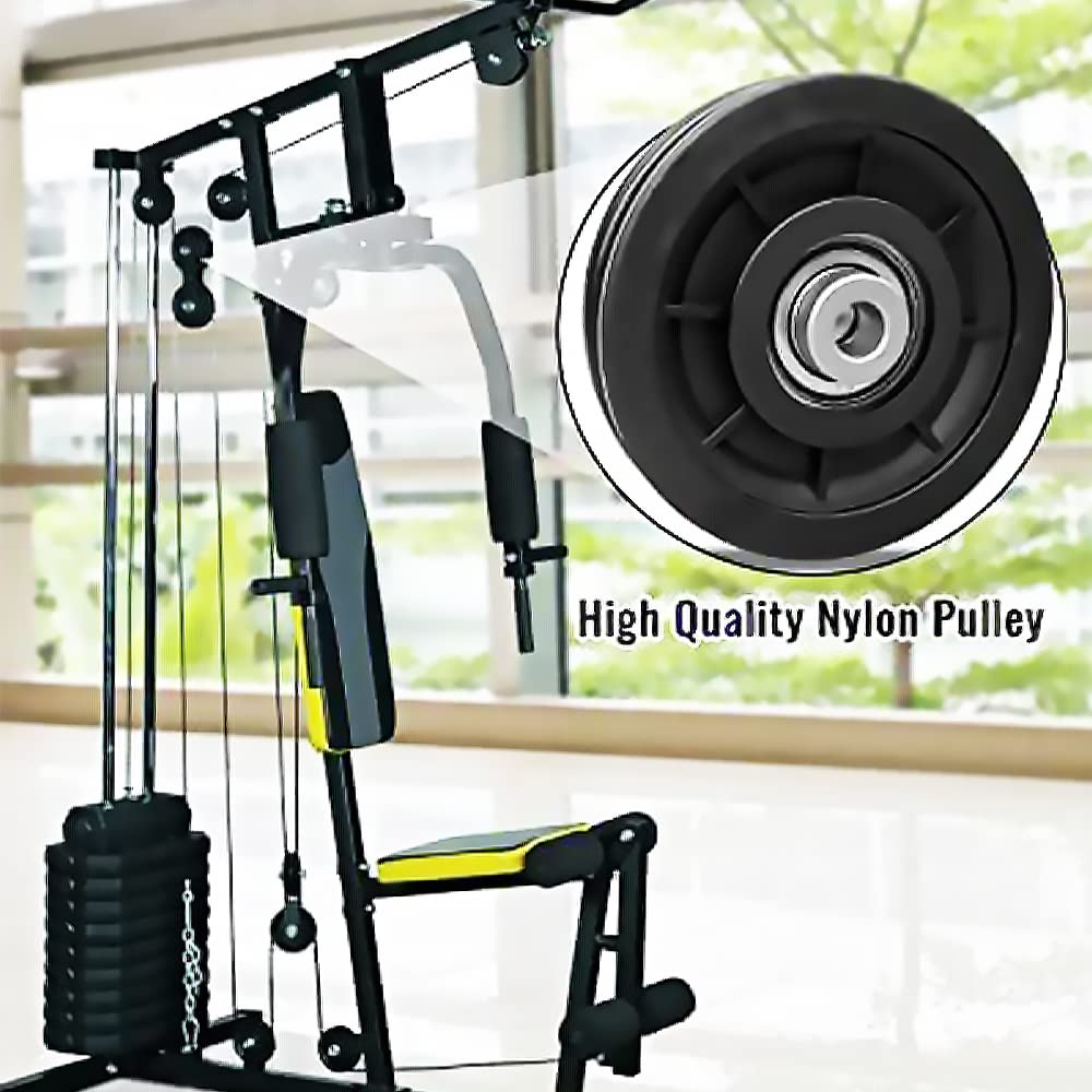 Tempsnow 8Pcs 3.5" Nylon Bearing Pulley Wheel Replacement for Gym Equipment Part Cable Machine Universal Wear-Proof Nylon Pulley System Gym Attachments"