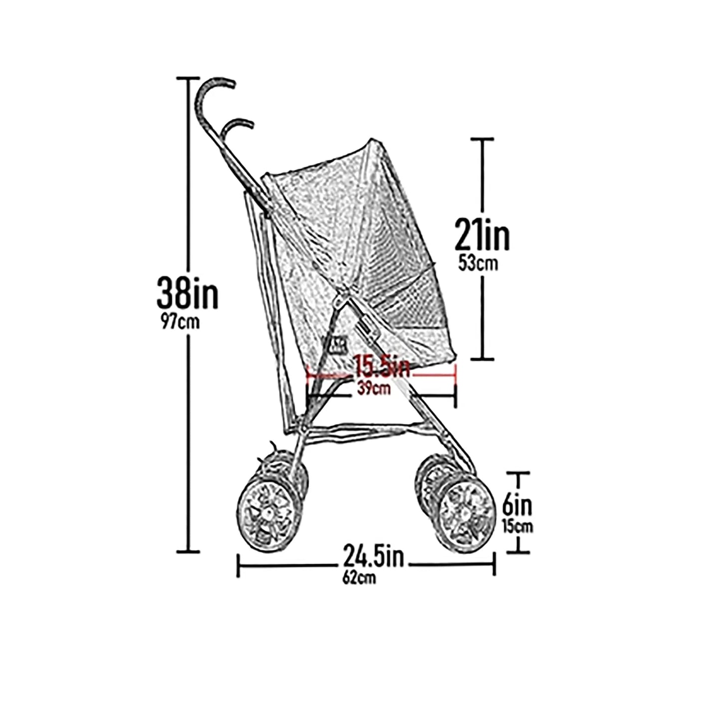 Pet Gear Travel Lite Plus Stroller, Compact, Easy Fold, No Assembly Required, Large Wheels for Cats and Dogs up to 15 pounds, Caribbean Sea