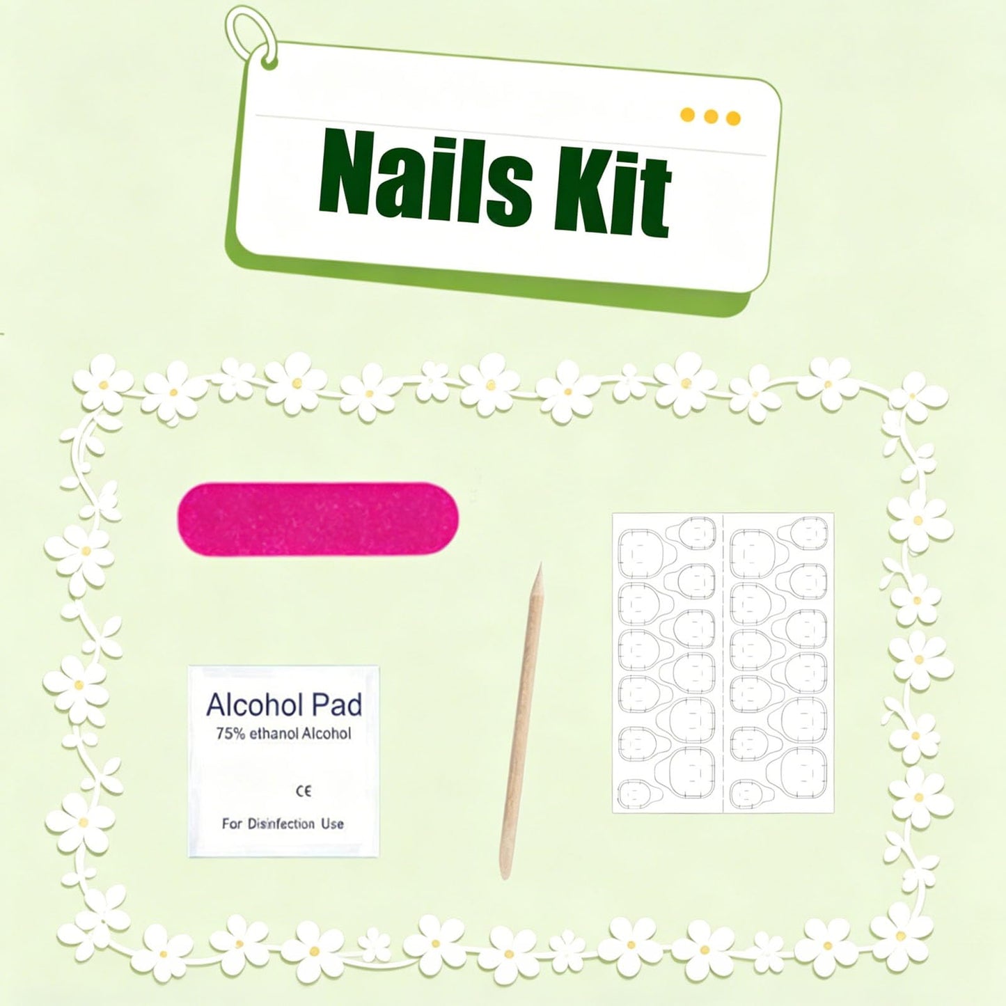 Pink ombre Press on Nails Short Square Glue on Nails with Flowers Glitter Gradient Designs White Fake Nail Full Cover False Nail Press ons Artificial Acrylic for Women 24Pcs