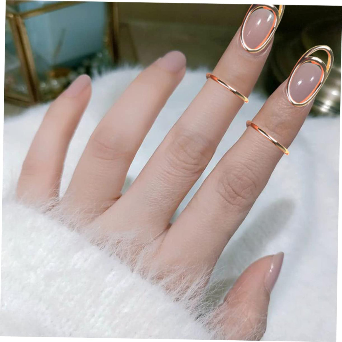 WOFASHPURET 3pcs Adjustable Open Finger Nail Unique Nail Decoration Jewelry for Stylish Manicure Metal Finger Accessories for Daily Wear and Festivals Gold