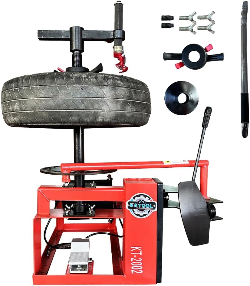 KATRAX KT-2002P Mini Tire Changer Machine 39 Inch with Air Bead Breaker, 132 lbs Lightweight Design Compact Portable Wheel Changer for 12"-22 Inch Tires