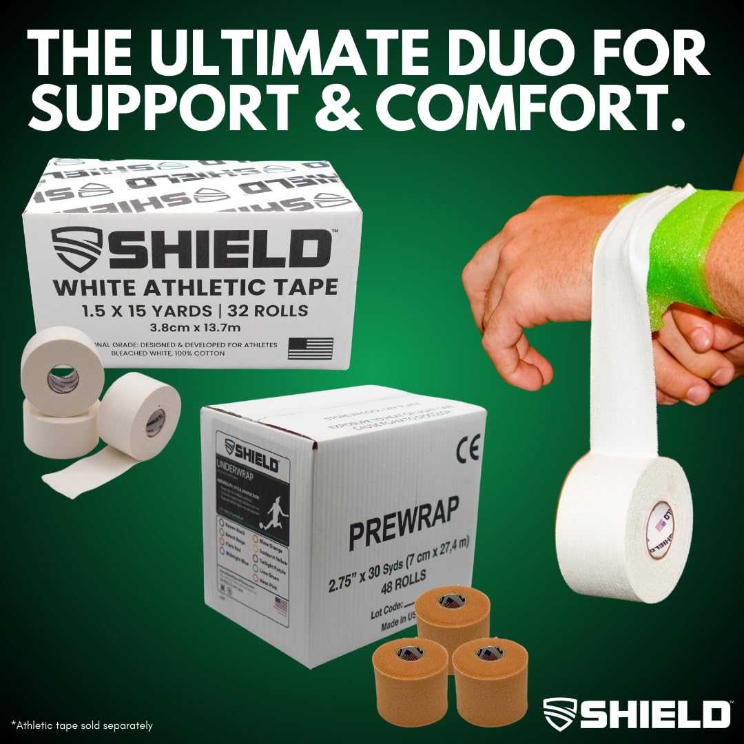 Shield Athletic Underwrap | Bulk Case of 48 Rolls of PreWrap, 2.75" X 30 SYards (Red)"