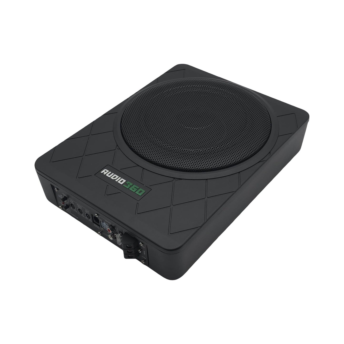 AUDIO360 AD1500US - 1500W 10-Inch Amplified Subwoofer, Under Seat, Adjustable Low Pass Filter, Bass Boost Control, Compact Design - Perfect for Car Audio Systems