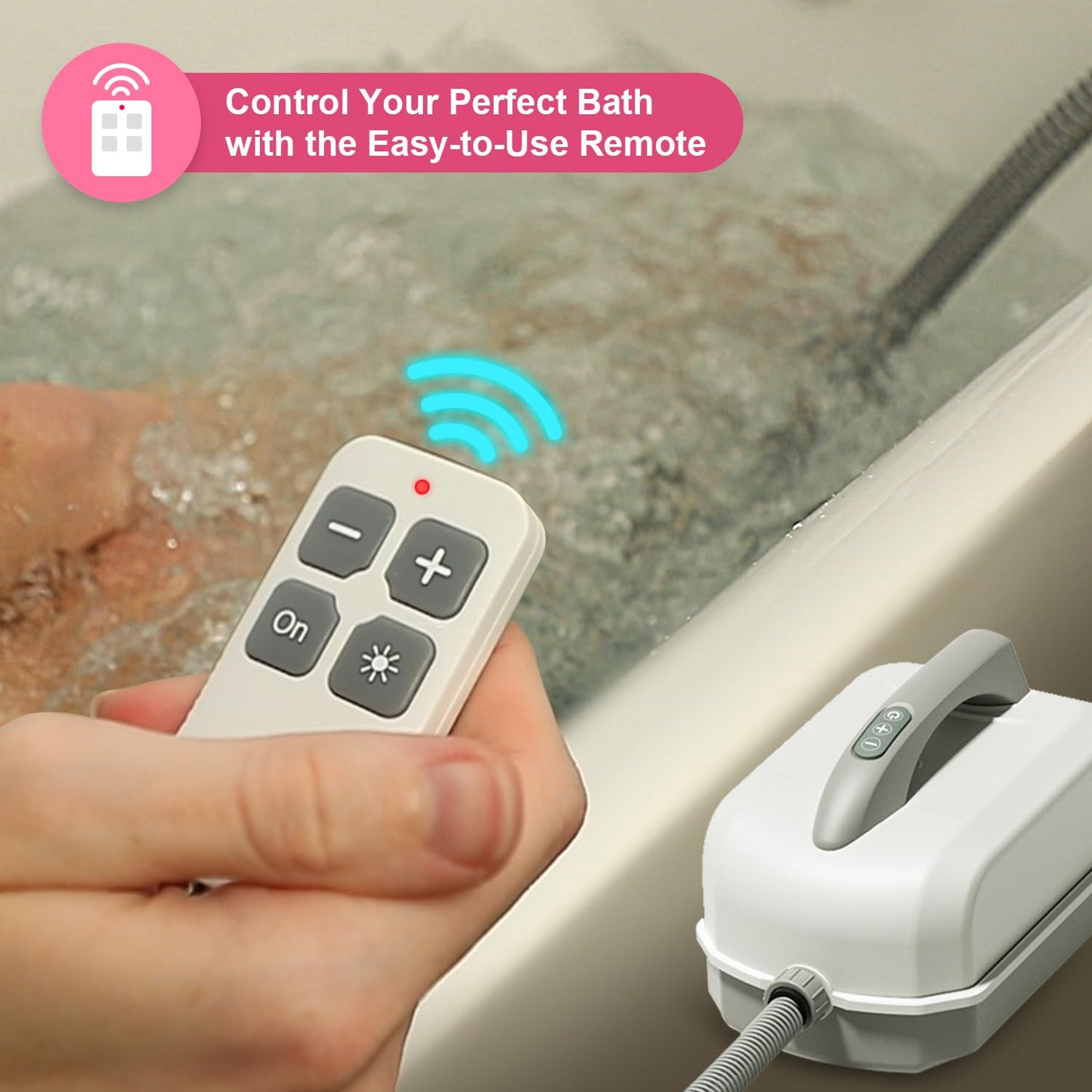 Flgocexs Portable Spa Bubble Bath Massager,Full Body Waterproof Spa Mat for Bathtub, 6-Speed Bubbles, Remote Control & Non-Slip Suction Cups for Home Relaxation (Blue)