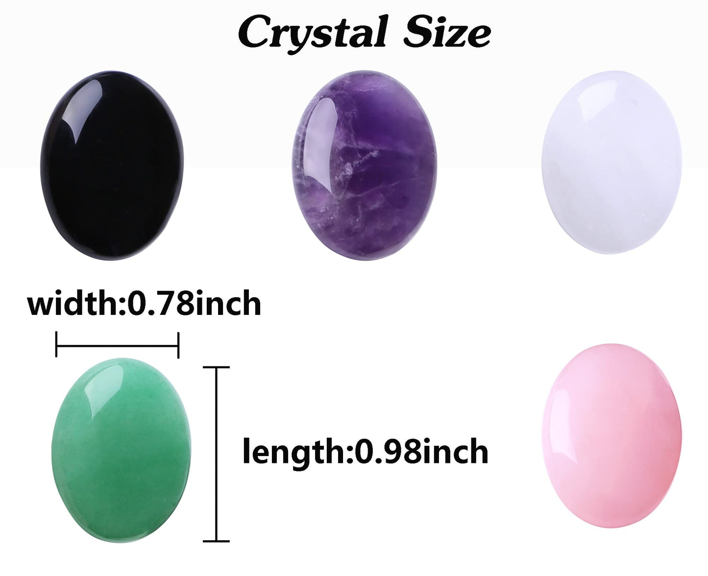 LAIDANLA 5Pcs Healing Crystals Palm Stone Set Rose Quartz Amethyst Obsidian Clear Quartz Green Aventurine Oval Power Crystal Polished Natural Stones Pocket Gemstone for Meditation Stress Relief