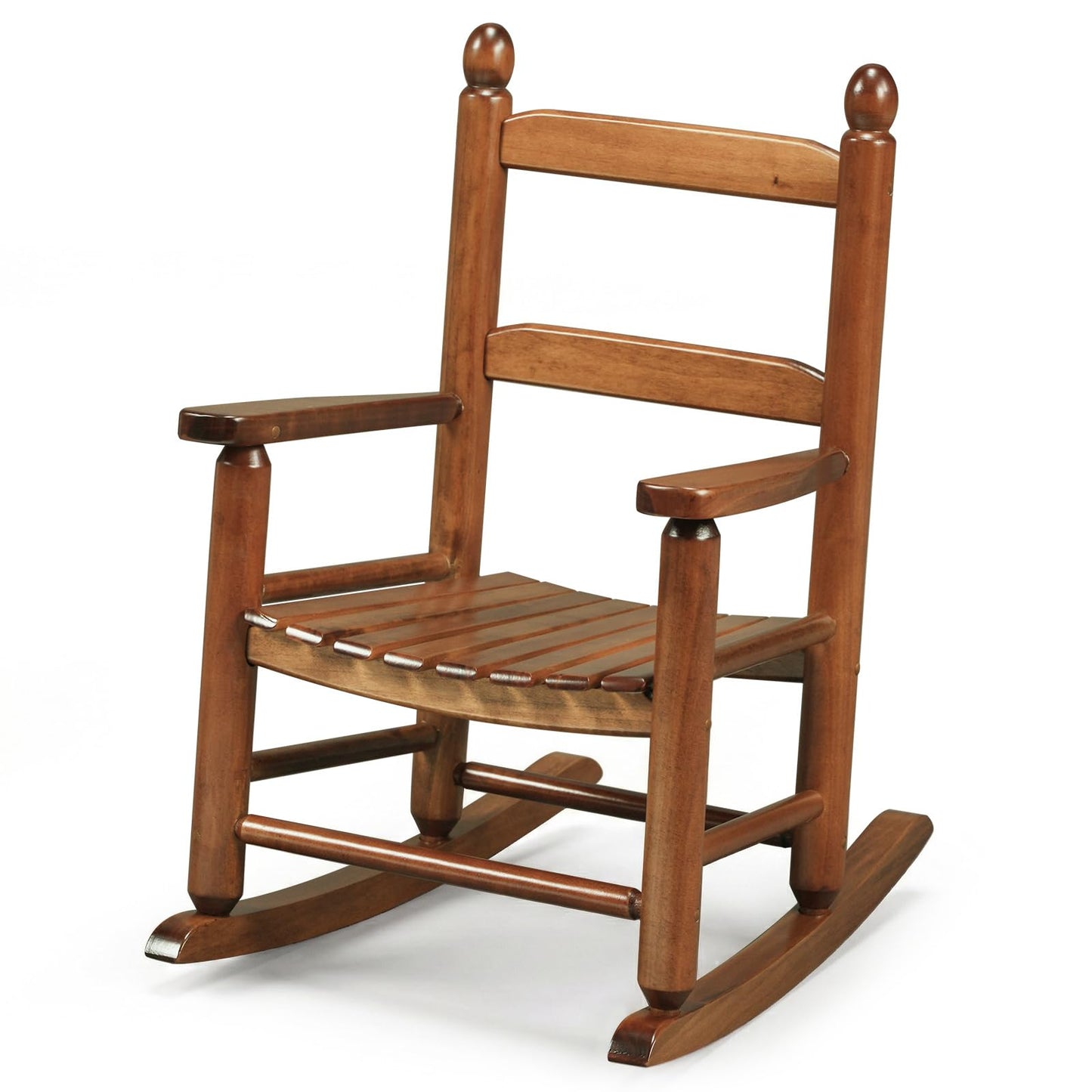 Outvita Kids Rocking Chair, Ergonomic Sturdy Toddler Rocking Chair with High Backrest & Rounded Armrests, Safe Solid Wood Baby Rocker Chair for Age 3-6, Outdoor, Living Room, Reading Room(Brown)
