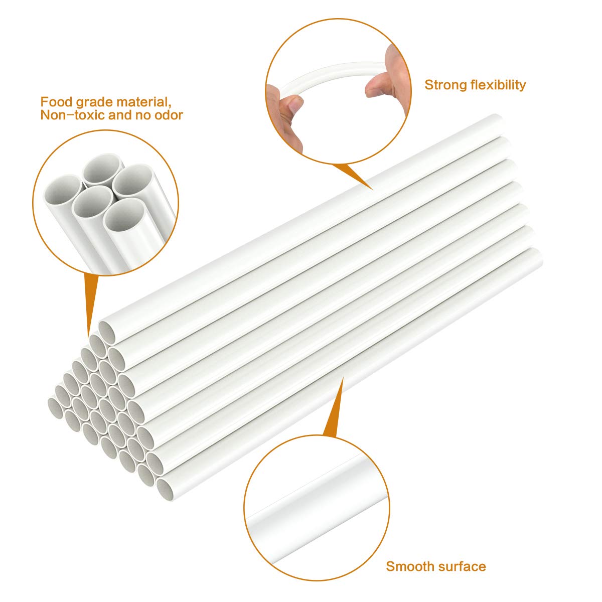 FurRain White Plastic Cake Dowel Rods for Tiered Cake Construction and Stacking Supporting Cake Round Dowels Straws with 0.4 Inch Diameter (12 Inch)
