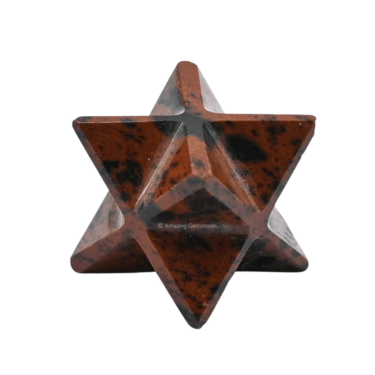 Amazing Gemstone Mahogany Obsidian Merkaba Crystal - 0.75 Inches Metaphysical Merkaba Star for Meditation - Energetic Tetrahedron Crystal and Healing Stones for Spiritual Growth and Healing (15-20mm)