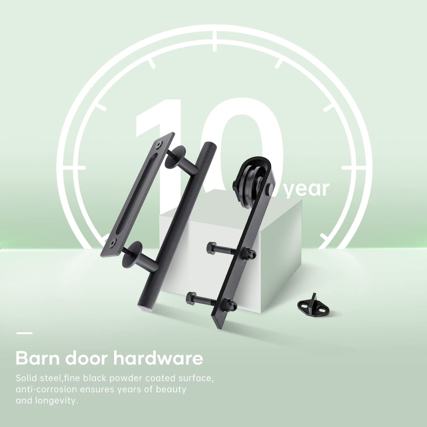 FREDBECK 32 x 84 inch Glass Barn Door with 5.5FT Barn Door Hardware Kit & Handle Included,5-Panel Frosted Glass,Water-Proof Surface,Pre-Drilled Holes,Need Assembly