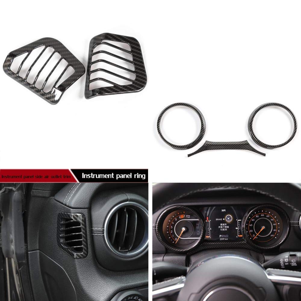 RT-TCZ for Jeep JL Carbon Fiber Interior Trim Cover for Jeep Wrangler JL JLU 2018-2023 Carbon Fiber Interior Exterior Accessories 24pcs(for 7 in Display)