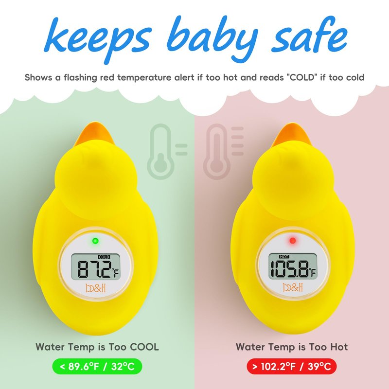b&h Digital Duckling Baby Bath Thermometer, Infant Safe Floating Water Temperature Thermometer and Baby Bath Time Toy – Easy to Read Display | BPA-Free