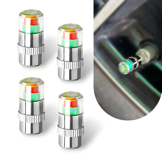 Diamall 4 PCS Car Tire Pressure Monitor Valve Stem Caps, 3 Color Eye Alert Tire Pressure Monitor Sensor Indicator, 2.4 Bar 36PSI Pressure Monitor Tire Valve Stem Caps, Universal for Most Cars
