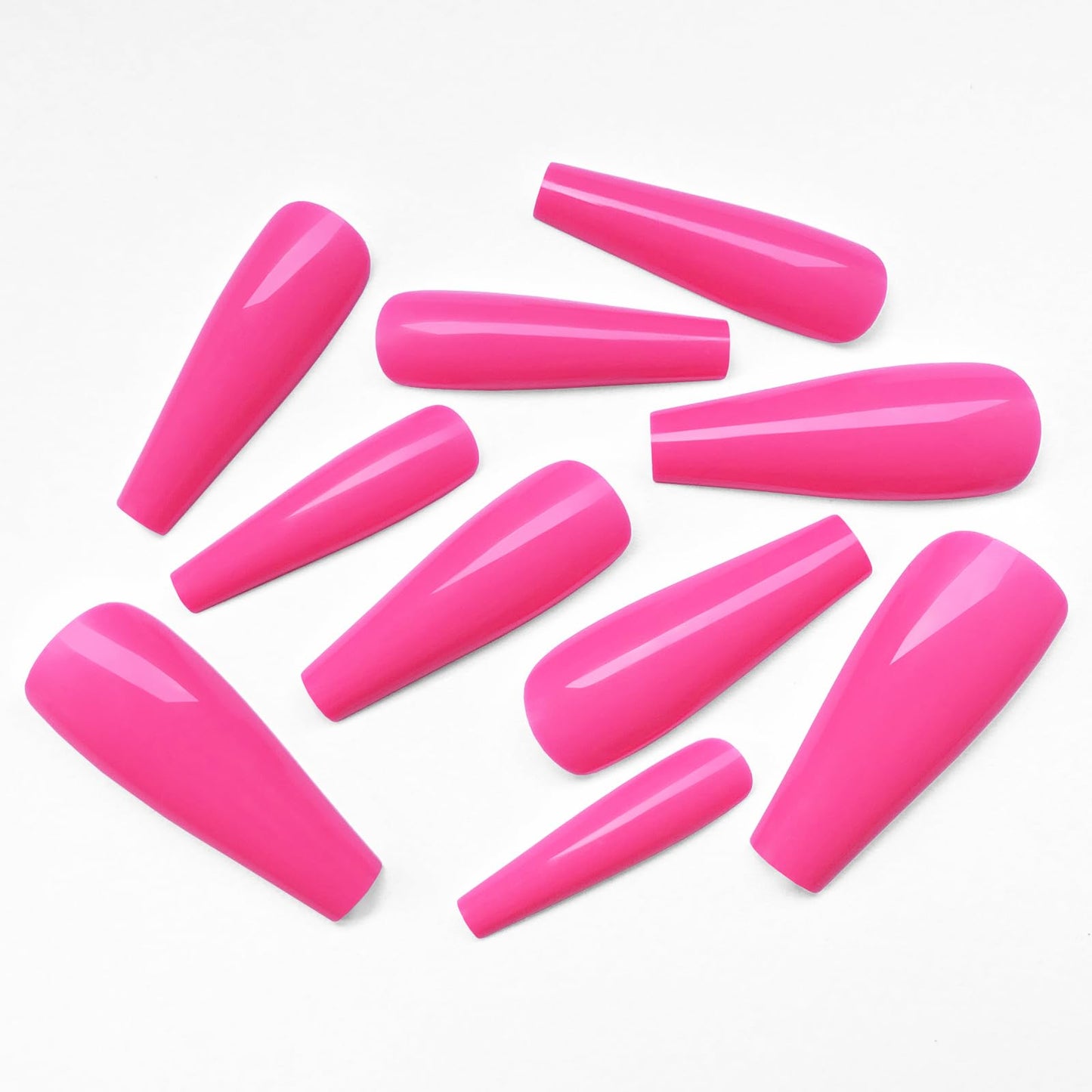 Lifextol Long Coffin Press on Nails Press ons, 100pc Hot Pink Press on Nails Long Fake Nails, XL Coffin Nails Full Cover Acrylic Pink Nails Colored Ballerina Press on Nail Long for Women Girls DIY