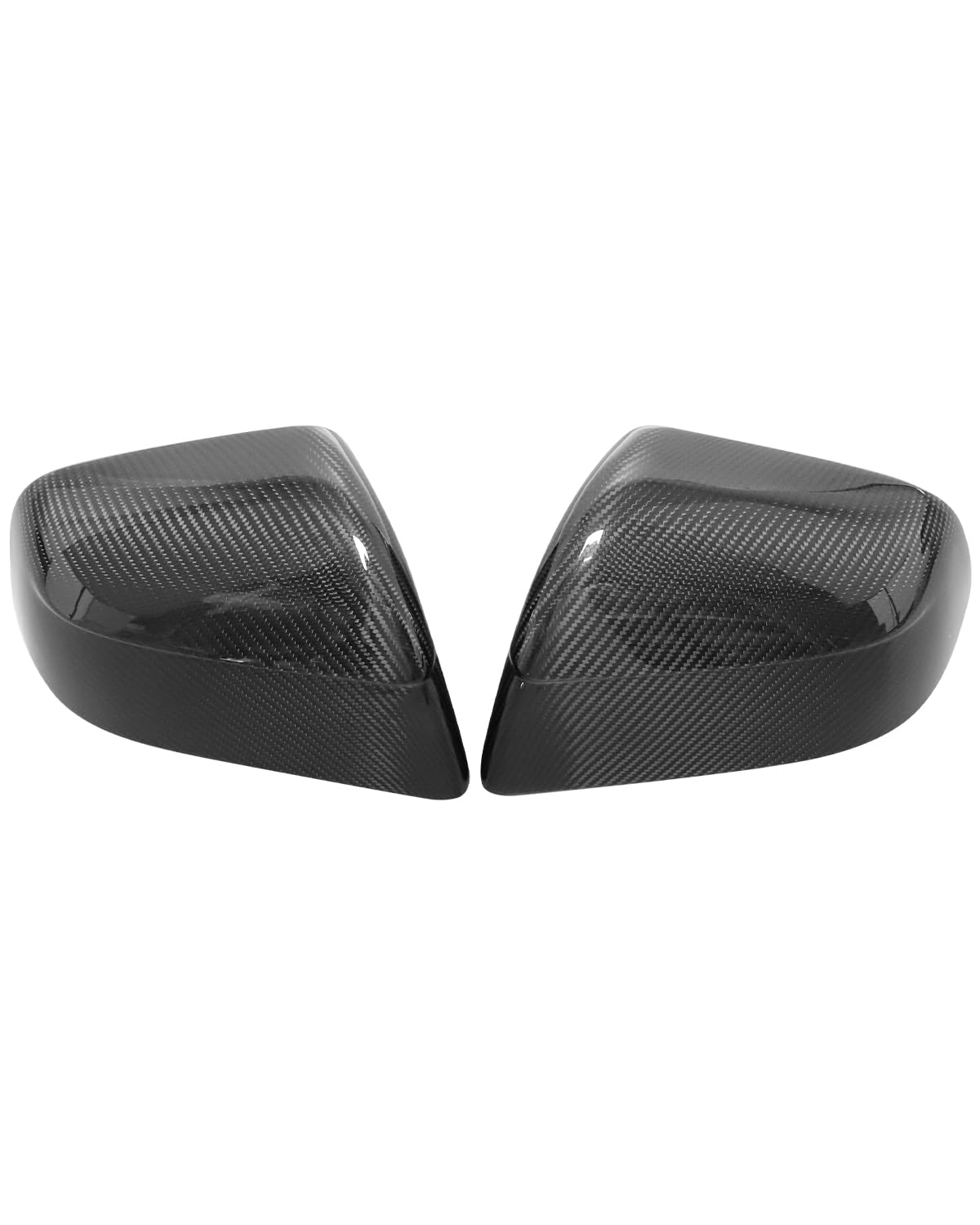 Carbon Fiber Mirror Cover Replacement Side View, 2PCS Glossy Real Carbon Fiber Rearview Mirror Protection Cover Compatible with Tesla (model y and juniper)