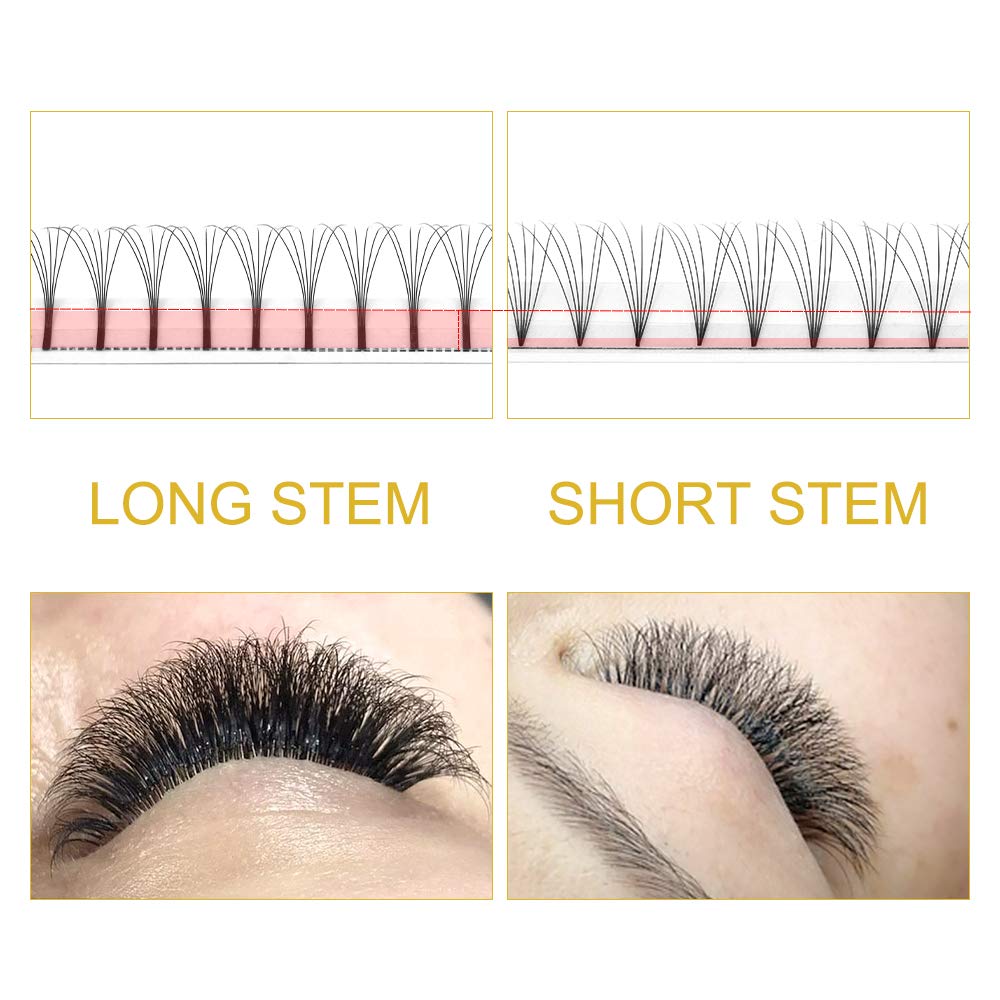 7D-D-0.07-16 Long Stem Premade Fans Eyelash Extensions .07 .10 Volume Lash Extensions C D Curl