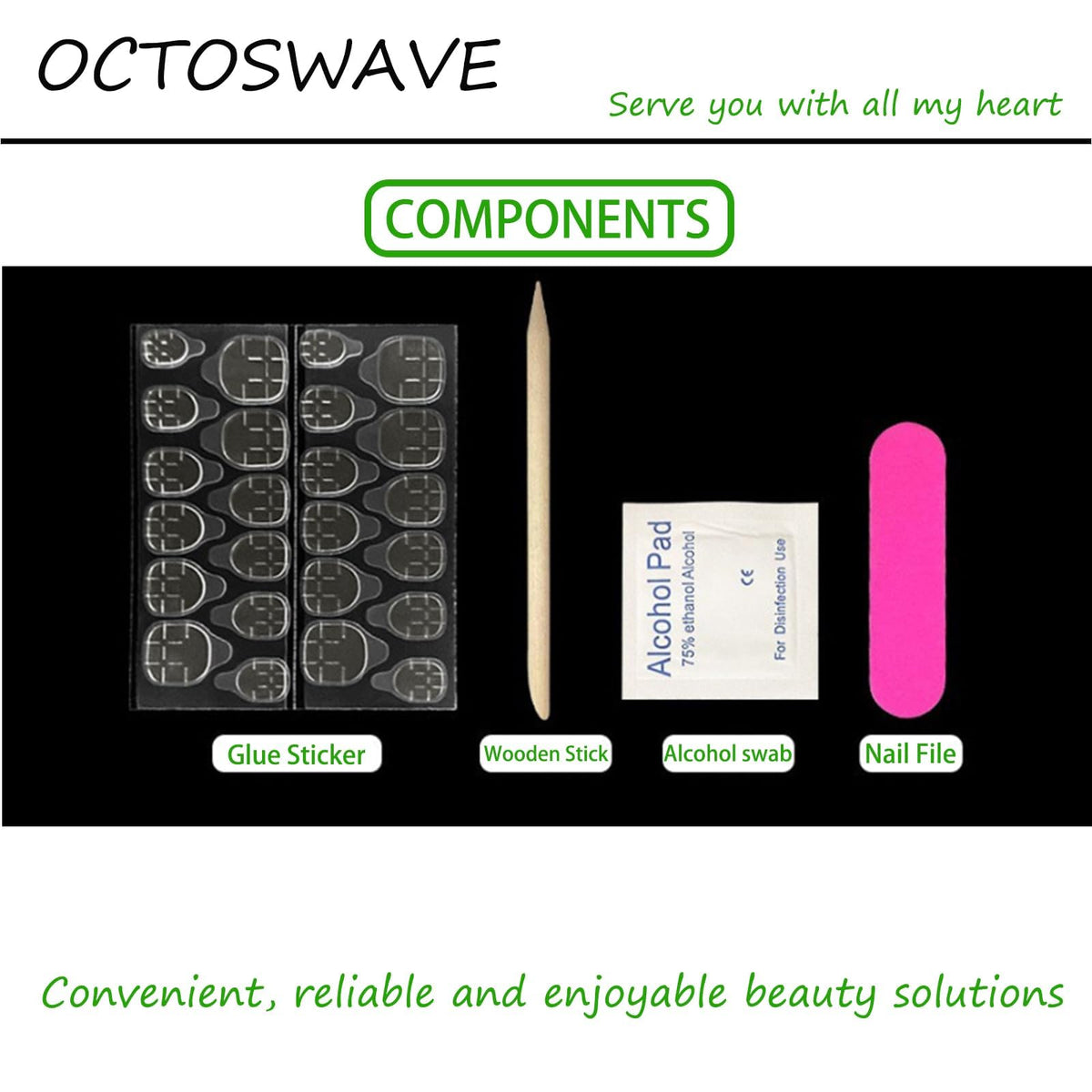 OCTOSWAVE Pink and Black Press on Nails Long Almond - Y2K Star Design Fake Nails with 3D Bow & Rhinestones - 24 Pcs Glossy Glue on Nails, Salon-Style DIY Manicure Kit for Women and Girls