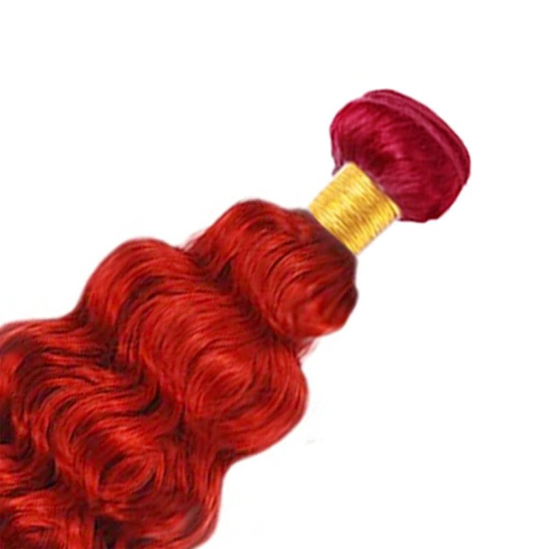 Red Human Hair Bundles Deep Wave 32 Inch Deep Single Bundle Human Hair Light Red Color Unprocessed Native Virgin Hair 100g Total Double Weft Crochet Human Hair Extensions for Women