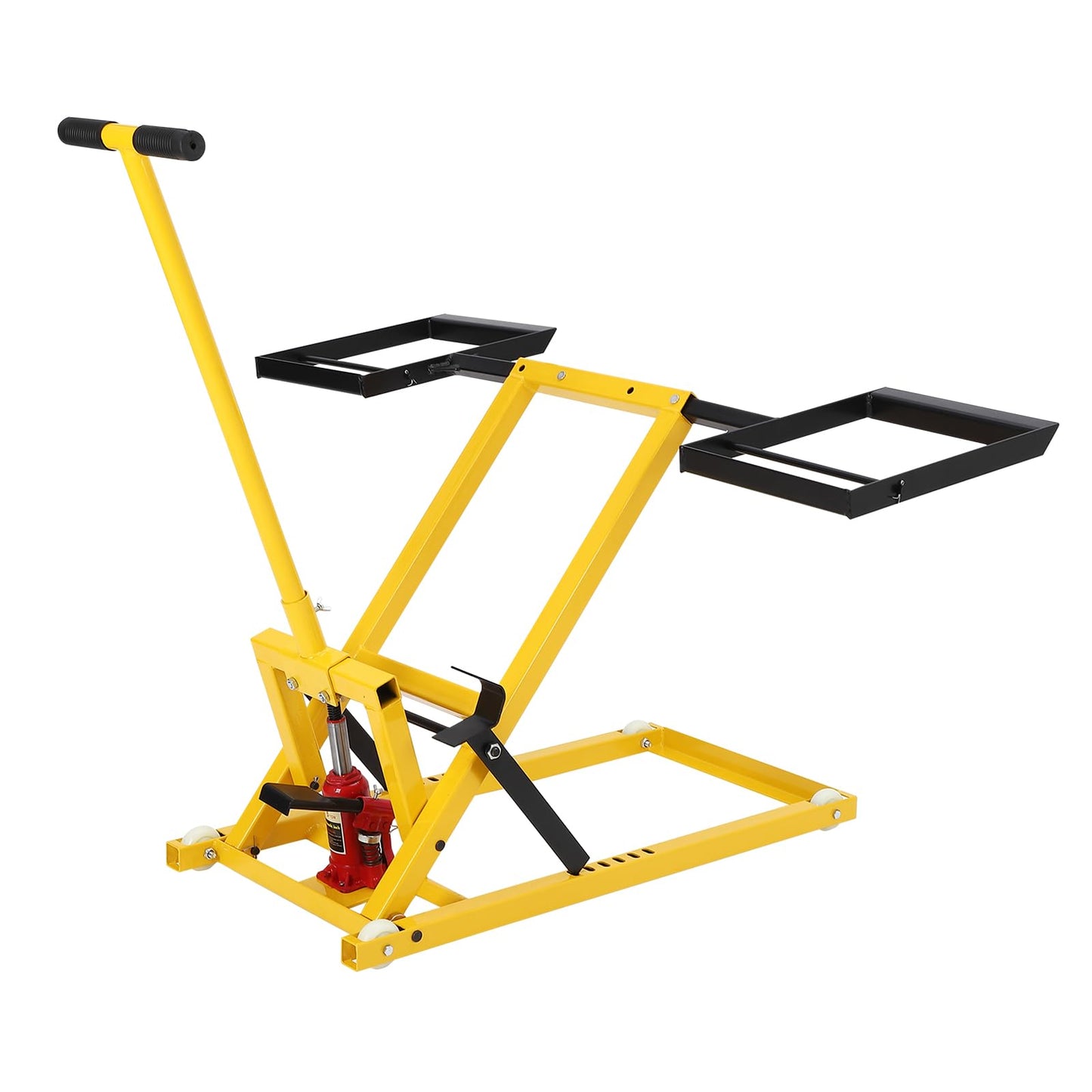 Lawn Mower Lift Jack, Hydraulic Lawn Mower Lift, 500 LBS Capacity, 26-1/2 Telescopic in Lift Riding Lawn Mower Maintenance, for Riding Tractors and Zero Turn Lawn Mowers (Yellow)