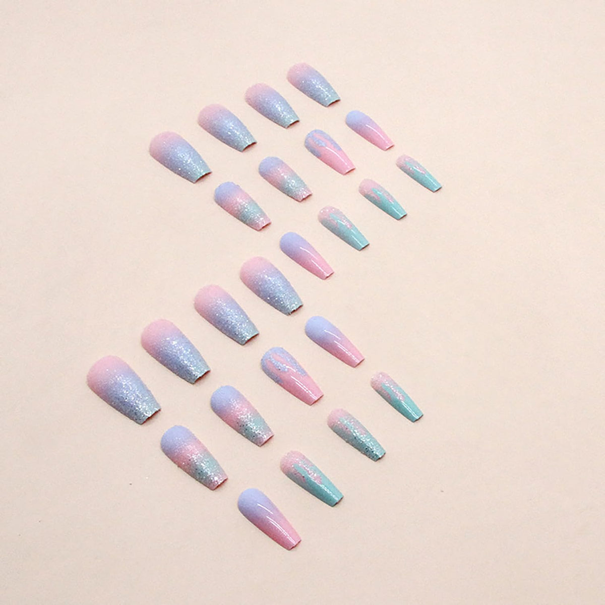Press on Nails Medium Coffin SWEKKE Summer Fake Nails Colorful Full Cover Ice Cream False Nails with Designs Glossy Glue on Nails Acrylic Nails Artificial Nails for Women Girls 24 Pcs