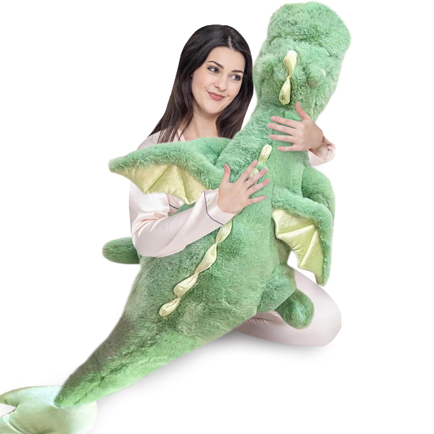 Dodhse Pterosaur Stuffed Animal with Wings - Cute Soft Dinosaurs Plush Toys Little Flying Dragon Plushies Pillow Doll Christmas Birthday Gifts for Kids Boys Girls (Green,59.05inch/150cm)