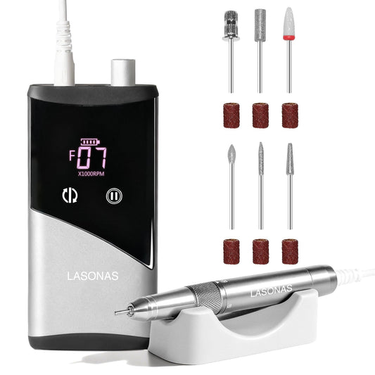 Electric Nail Drill Machine Professional, 40000 RPM Cordless Nail File with Silent Brushless Motor, Portable Rechargeable Nail Drill and Bits for Acrylic Gel Nails Polishing Removing