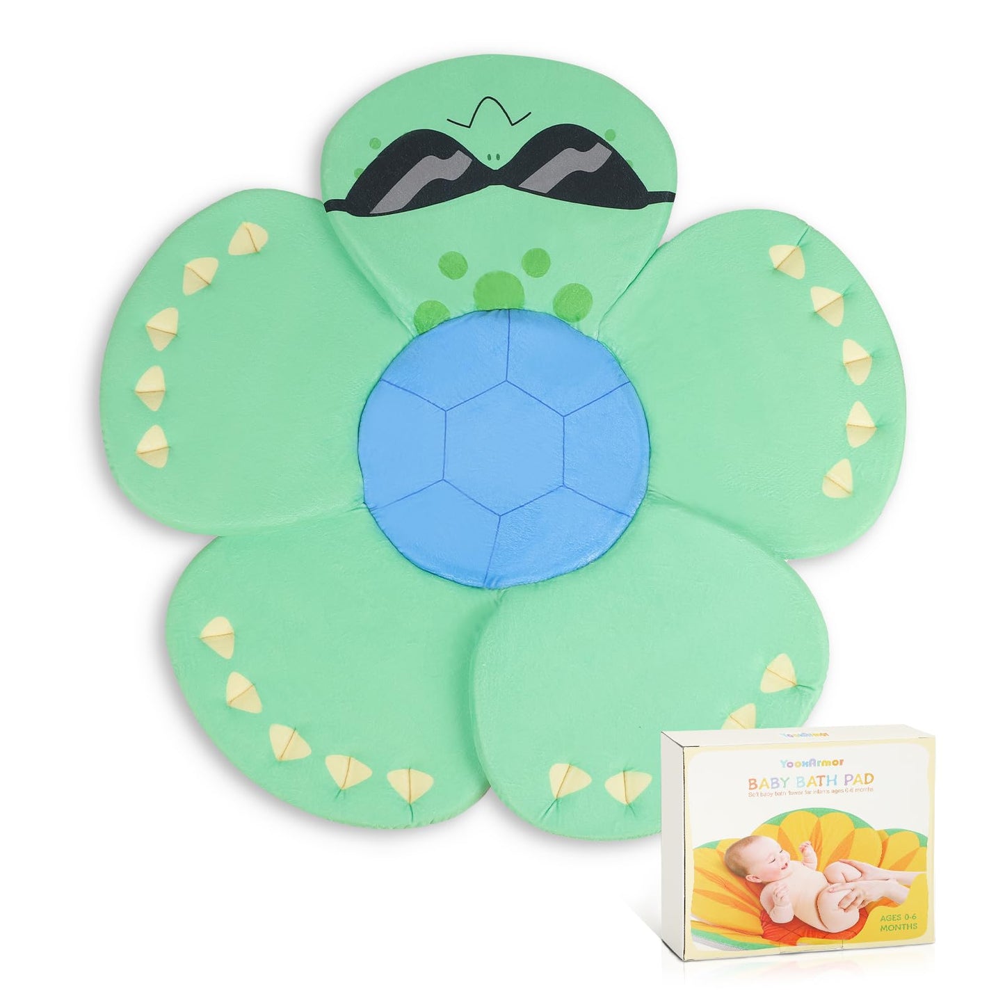 YooxArmor Baby Bath Pad for Infant Bathtub Sink, Non-Slip Flower Bathtub for Infants 0-6 Months, Soft Baby Sink Bath Cushion for Babies Bath Time, Newborns Bath Essentials Must Haves-Turtle