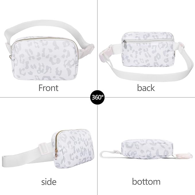 VOROLO Fanny Pack For Women And Men Crossbody Bag Belt Bag with Adjustable Strap Graduation Gifts Leopard White