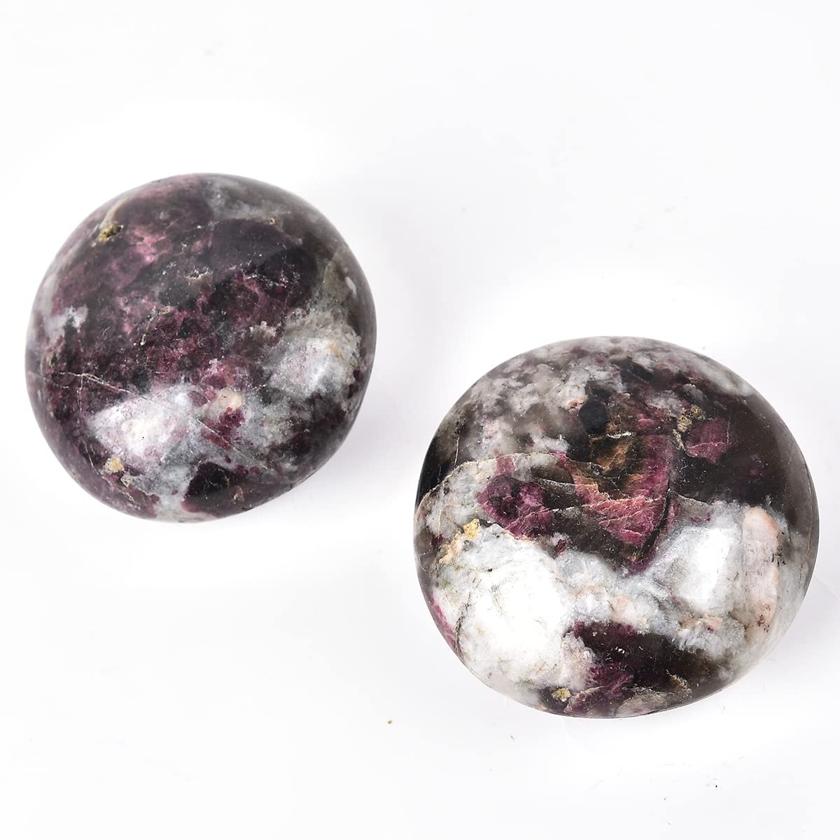 JIC Gem 2 Pcs Polished Rubellite Tourmaline Palm Stones Pocket Worry Stones Crystal Healing Irregular Gemstone Chakra Reiki 2 Inch