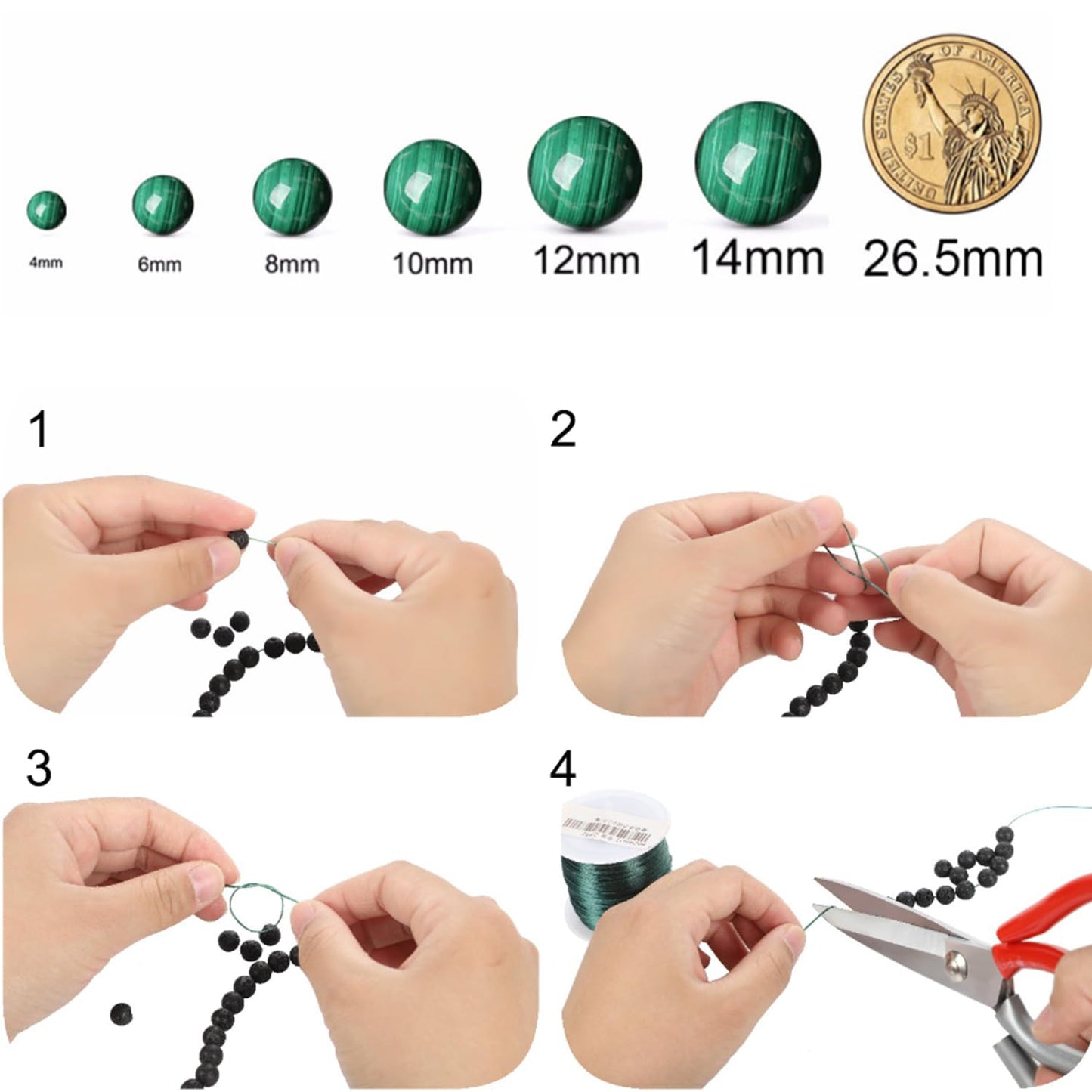 Tianhe Jade Stone Beads for Jewelry Making DIY Bracelet Necklace Jewelry Making 1 Strand 15.5inch 35PCS 10MM