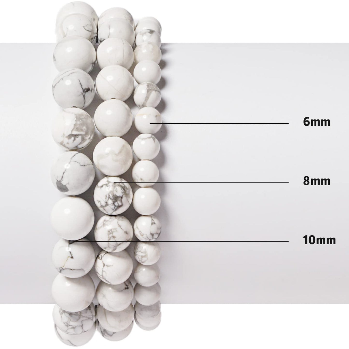 10mm Natural White Howlite Round Bead - 35PCS Bulk Gemstone Beads for Jewelry Making, DIY Bracelets, Necklaces - Includes Crystal Stretch Cord - Stone Beads for Crafting Gifts