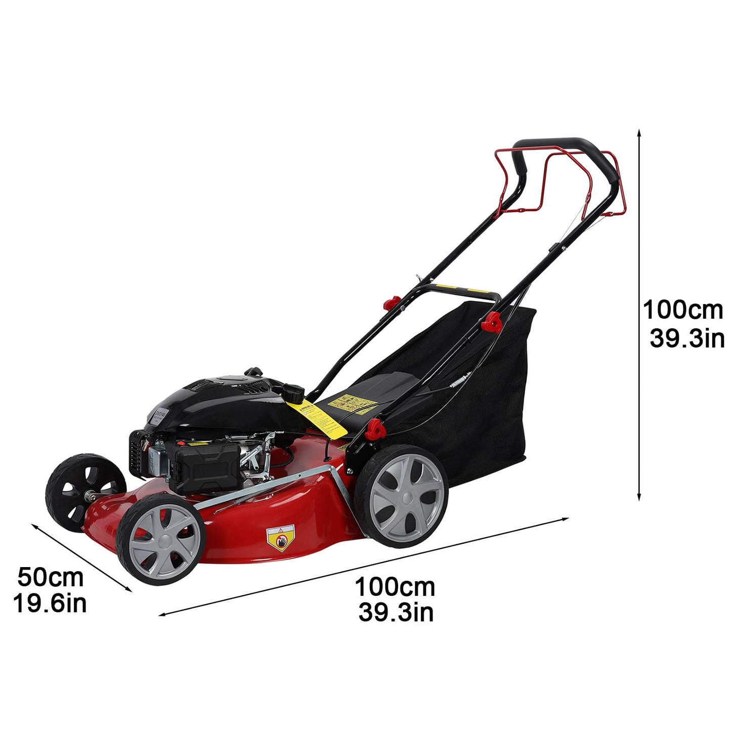 3 in 1 Self-Propelled Gas Lawn Mower with 141cc Engine,20 Inch Cutting Deck&50L Grass Bag-Push Walk-Behind Mower with Big Wheels,8-Level Height Adjustment,and Foldable Design for Effortless Lawn Care