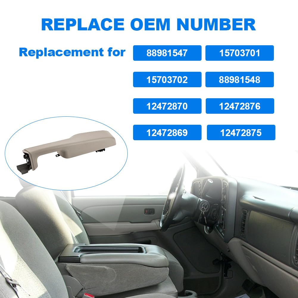 JDMON 1 Pair Front Left Driver Right Passenger Interior Door Armrest Handle Replacement for 1999-2006 Chevy Suburban Avalanche Tahoe GMC Yukon Cadillac Escalade Replacement for 88981547 15703701 Beige