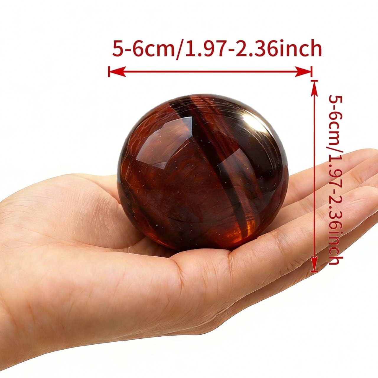 AierCrystal Natural Stone Crystal Sphere Feng Shui Home Decoration Ball Positive Energy Scrying Orb for Meditation Tool for Spiritual Space Purification Globe Diameter 5-6cm Red Tiger's Eye Sphere