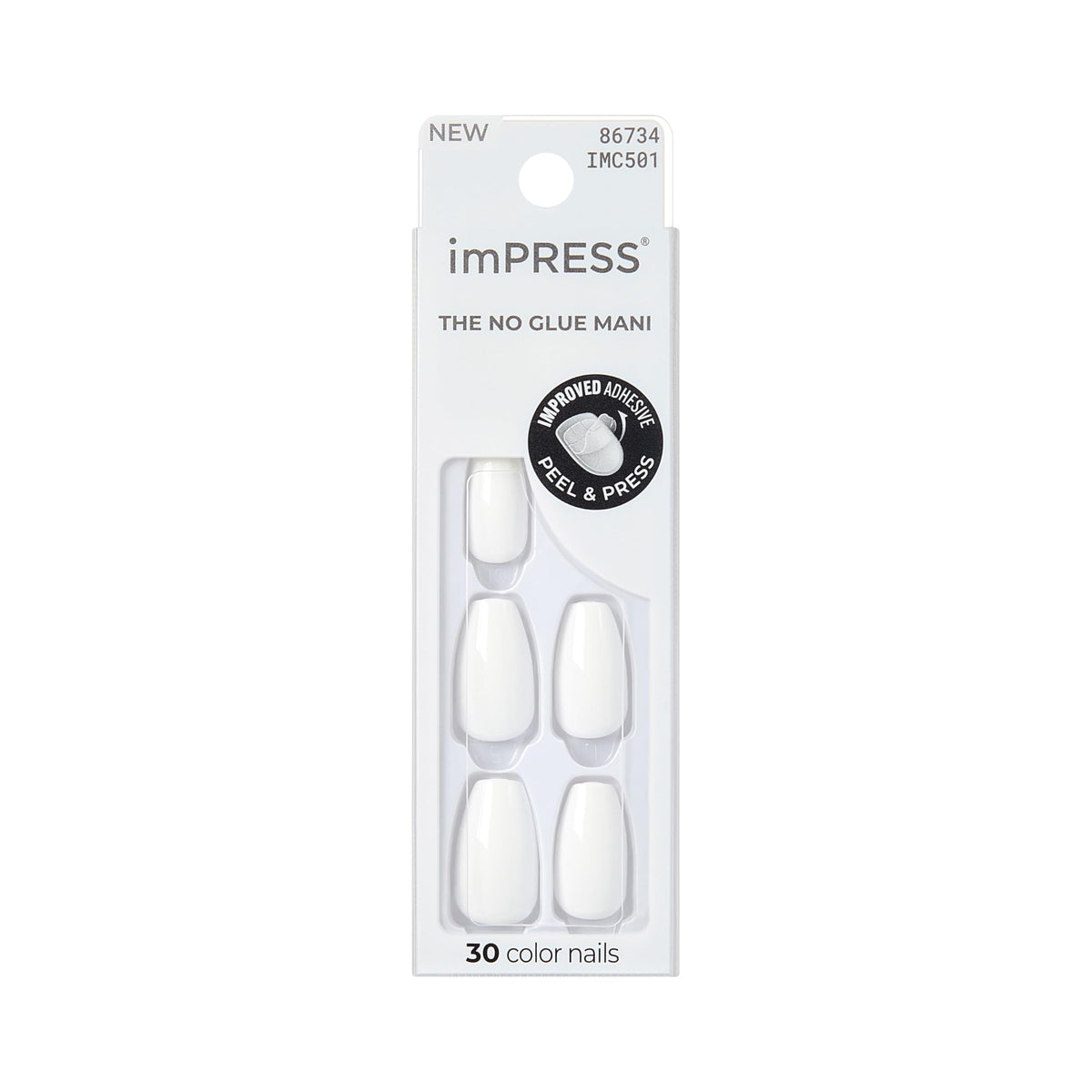 Kiss Impress Color Press-On Nails Polish-Free Manicure Set, ‘Frosting’, 30 Chip-Proof, Smudge-Proof Fake Nails