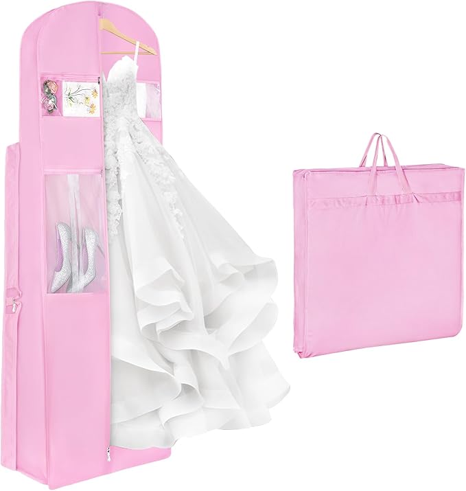 Zilink 72" Wedding Dress Garment Bag Bridal Gown Garment Bag Wedding Dress Travel Bag with 12âGusseted and Accessory Pockets for Wedding Dress, Puffy Gowns [Upgraded Version]