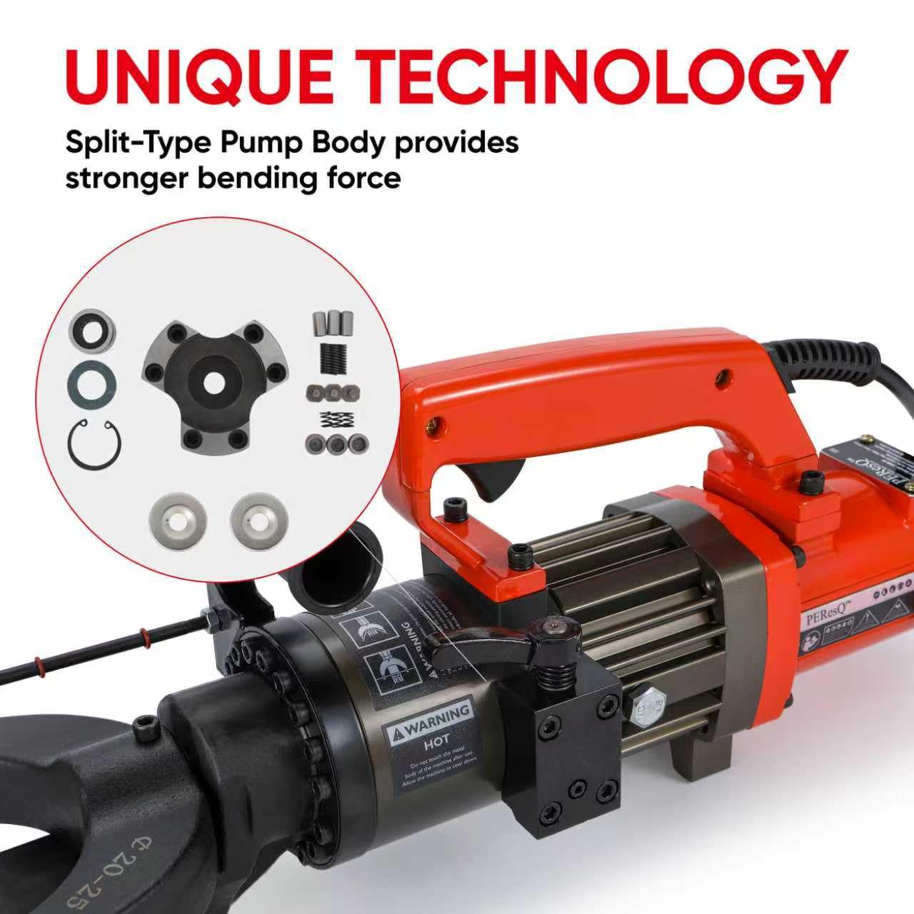 Electric Hydraulic Rebar Bender, 1500W 120V Portable Rebar Bender, Bending up to 1″ (#8, 25mm) Rebar, Lightweight 30 lb Aluminum Body, NRB-25 (NRB-25 Red)