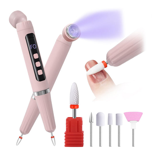 ESUOHYM Cordless Nail Drill Electric Nail File with UV Light,Portable Professional Rechargeable Electric Nail Grinder Machine for Thick Nails,Acrylic Gel Nails & Natural Nails,for Home & Travel