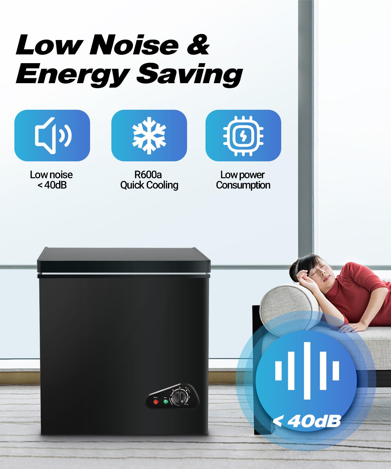 Chest Freezer 7.0 Cu.Ft Compact Chest Freezers with 7 Adjustable Thermostat Top Open Door Freezer Compressor Cooling with Removable Storage Basket for Home Bar Dorm