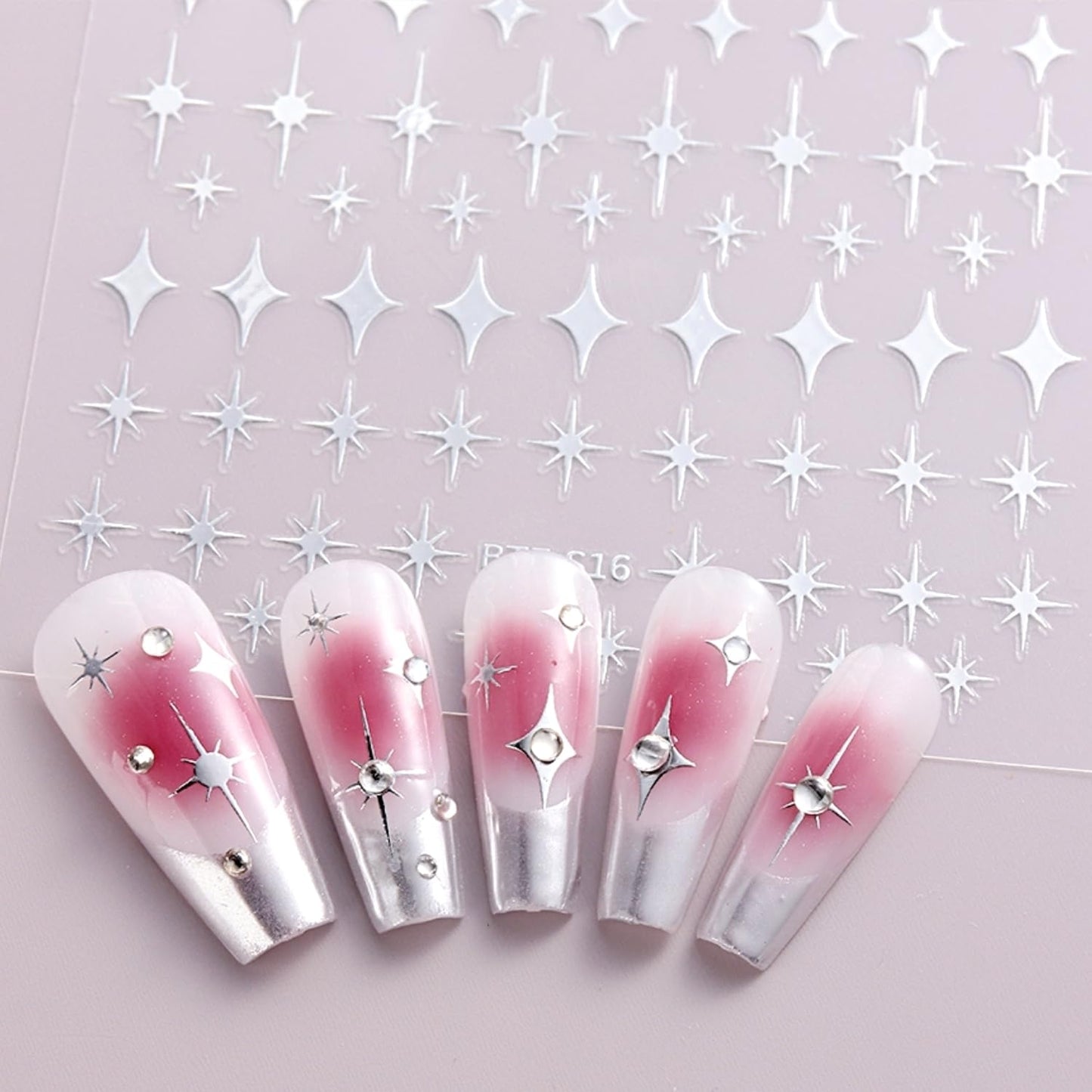 12 Sheets Star Nail Stickers for Nail Art 3D Self Adhesive Nail Decals Black White Silver Gold Star Nail Art Stickers Shiny Nail Design Stars Nail Supplies for Women Acrylic Manicure DIY Decoration