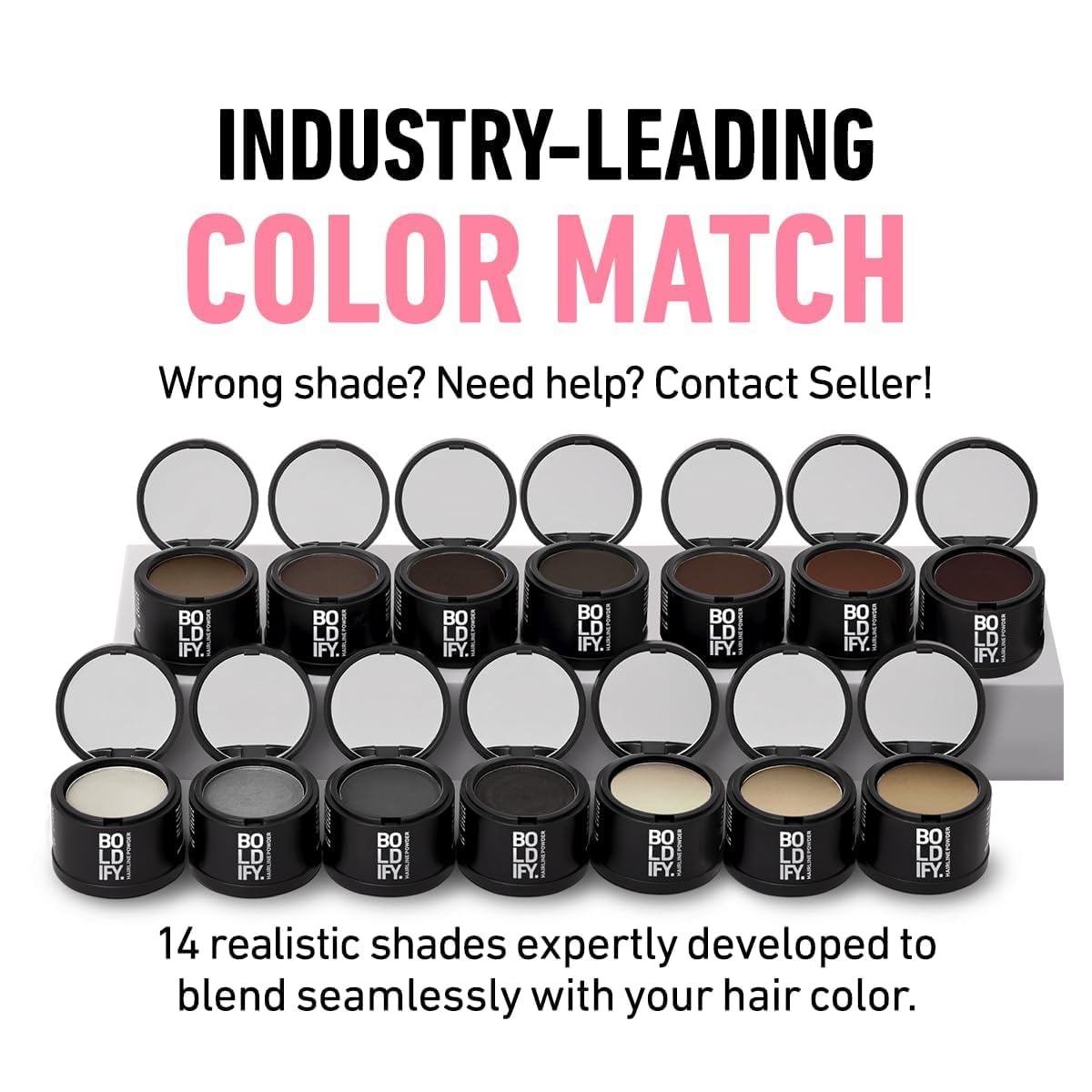 BOLDIFY Hairline Powder (LARGE, 10g) - Water-Resistant Root Touch Up Hair Color for Gray Coverage - 24-Hour Stain-Proof, Mess-Free Hair Powder for Thinning Hair - Black