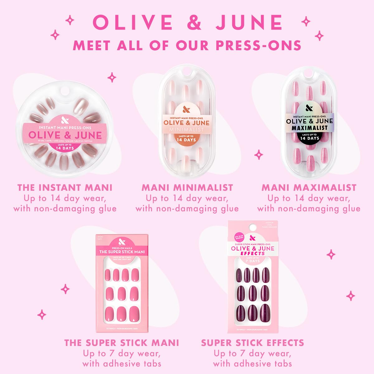 Olive & June Minimalist Instant Mani Press On Nails (Glue) | 42 Fake Nails, 21 Sizes | Non-Toxic, Long-Lasting Barely-There Look | Salon-Quality at Home | Medium, Oval | Pure White Syrup Gradient