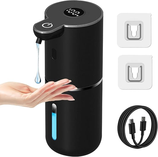 OHIFAST Automatic Liquid Soap Dispenser Touchless, USB Rechargeable Smart Hand Soap Dispenser, 6-Level Adjustable, 12.8oz/380mL, Compatible with Thick Thin Dish Soap for Bathroom Kitchen-Black