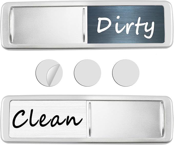 Dishwasher Magnet Clean Dirty Sign, Slide Strong Clean and Dirty Magnet Indicator for Dishwasher, Non-Scratch, Easy to Read, Self-Adhesive Stickers for Non-Magnetic Dishwasherï¼Darkblue Whiteï¼