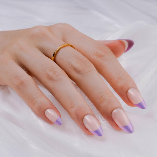 Hkanlre Press On Nails Almond-Glossy Press on Nails Medium,French Fake Nails for Women,Natural Reusable Bling Nails