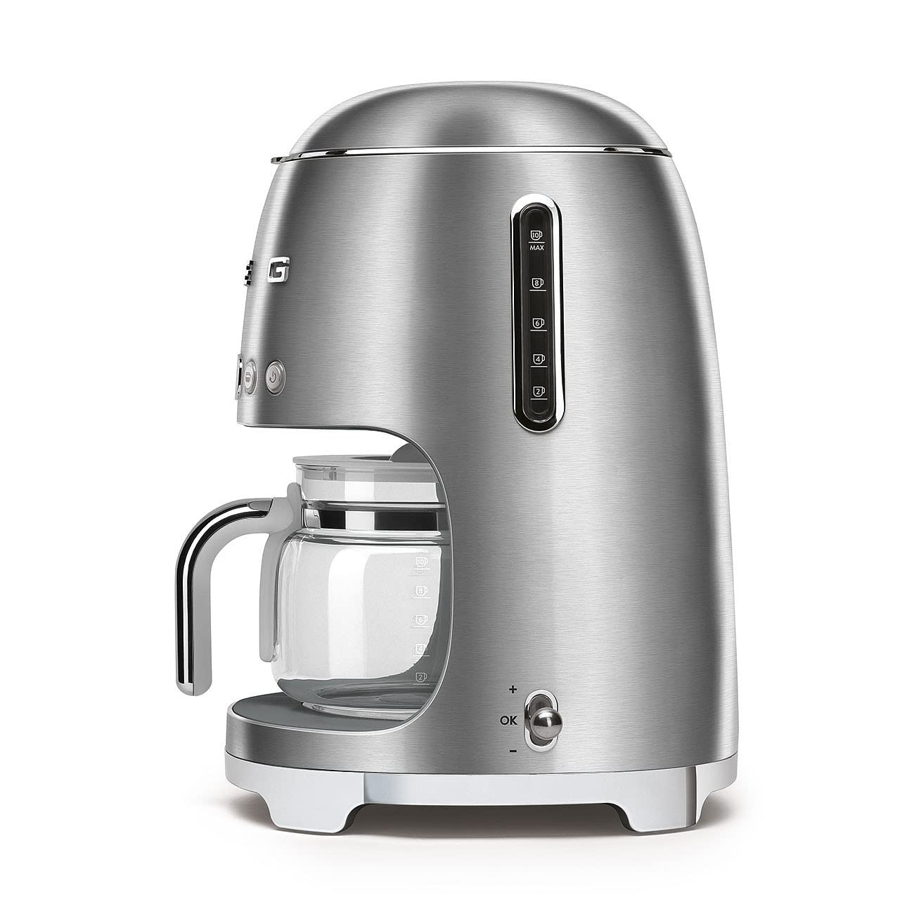 Smeg DCF02SSUK Drip Coffee Machine, Auto-Start Mode, Reuseable Filter, Digital Display, Anti-Drip System, Aroma Intensity Option, 1.4 Litre Tank, Stainless Steel